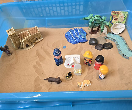 Sand tray therapy scene